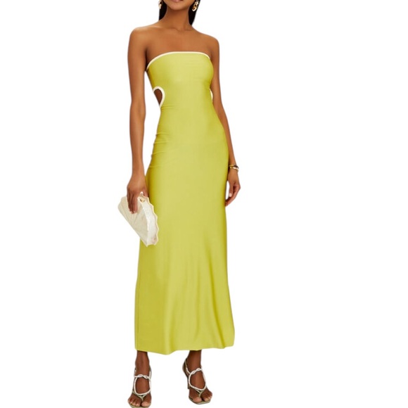 Baobab Collection Dresses & Skirts - BAOBAB Mambo Evening Dress Neon Yellow Strapless Bandeau Cutout Small Women's